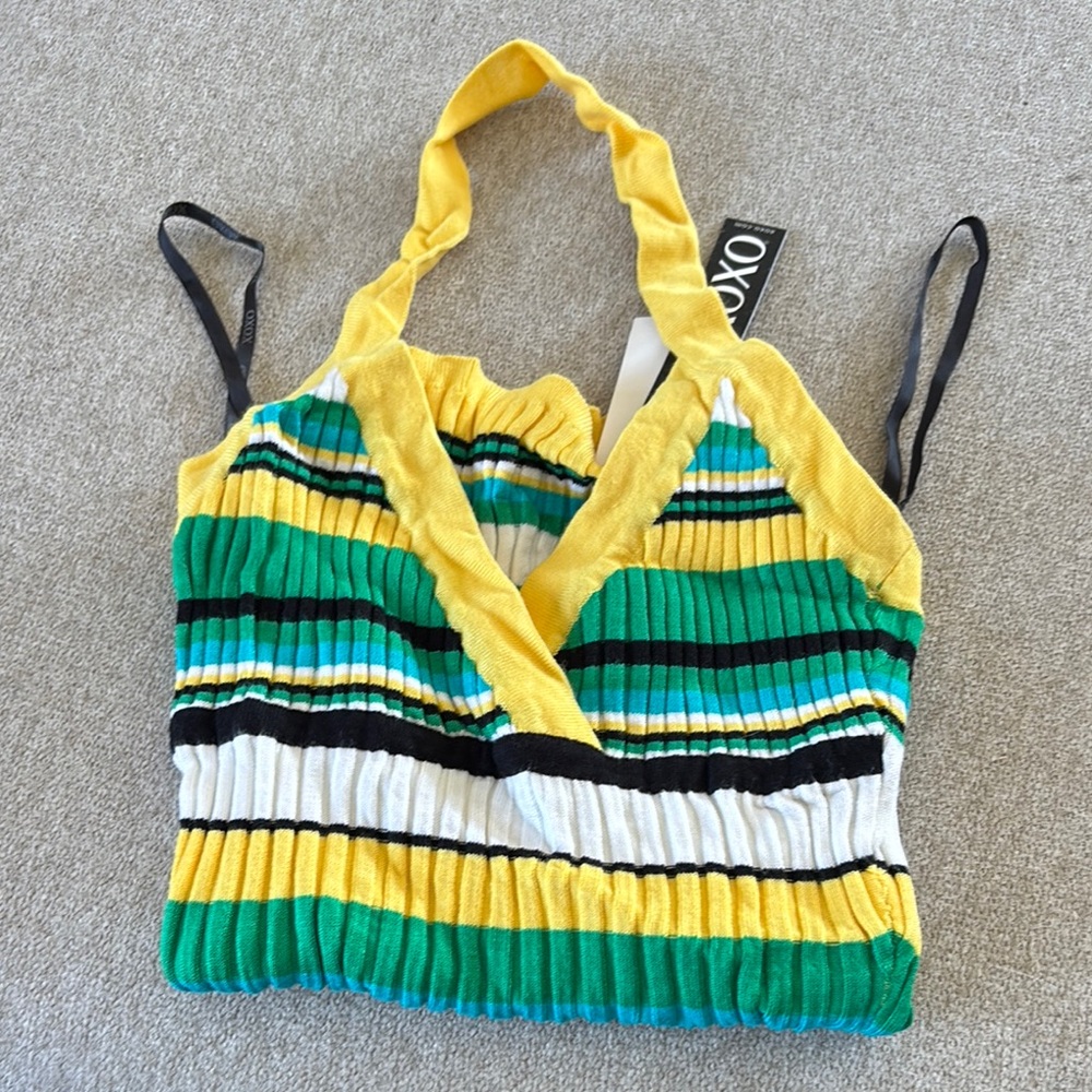 XOXO Striped Halter Top Size Small